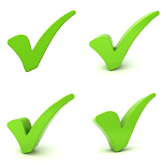 Fototapete - Green check marks isolated over white background
