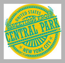 Stamp With Text Greetings From Central Park, New York City