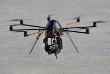 Police Unmanned Helicopter (UAV) With A Camera For Observation