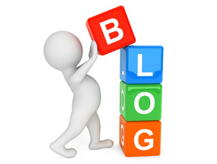 Aufkleber - 3d person placing Blog Cubes