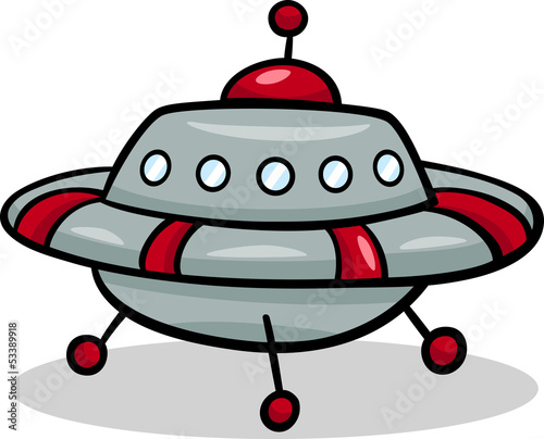 Obraz w ramie ufo flying saucer cartoon illustration