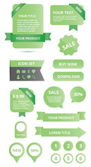Poster - modern glossy web elements set green