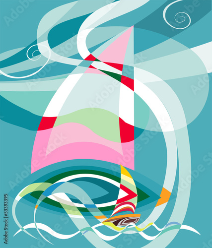 Naklejka nad blat kuchenny Sailing race illustration
