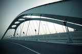 Fototapeta Fototapety mosty linowy / wiszący - Steel structure bridge night scene