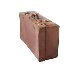 Wall Mural - vintage leather luggage isolated on white background