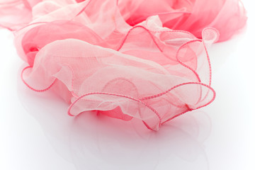 Pink silk scarf.
