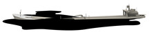 3D Model Of Sinking Oil Tanker Ship With Oil Spill On White Background