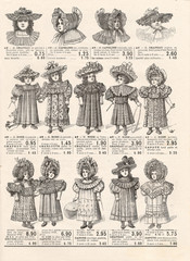 Wall Mural - fashion for little victorian girls. vintage clothing. paris 1897