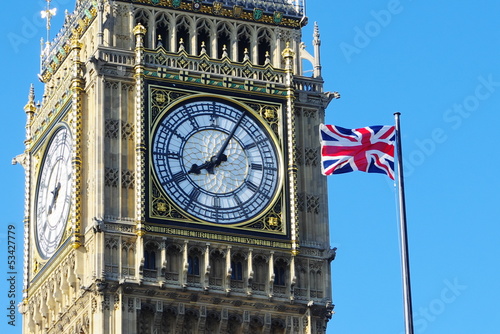 Fotografía Big Ben And Flag Of The United Kingdom, London