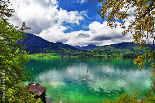 Foto-Leinwand ohne Rahmen - emerald crystal Alpine lakes. Austria. st Wolfgang (von Freesurf)