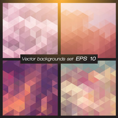Aufkleber - geometric patterns set. colorful abstract mosaic backgrounds.