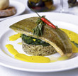 sea ​​bass with risotto and spinach