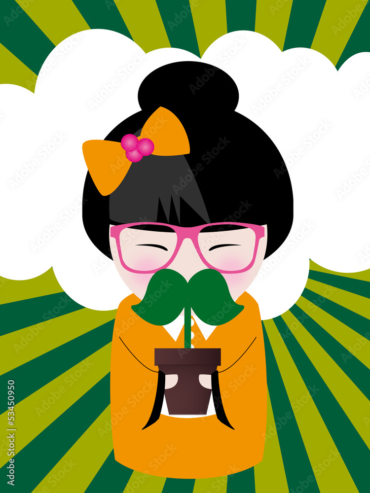 Fotografie, Obraz kokeshi moustache nuage