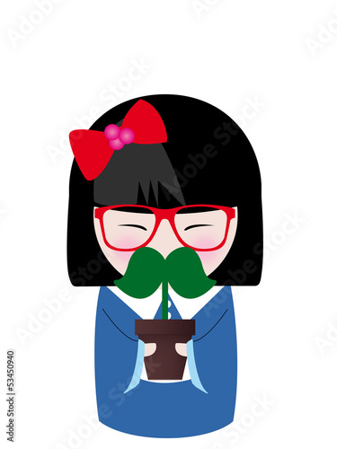 Obraz na plátně kokeshi moustache