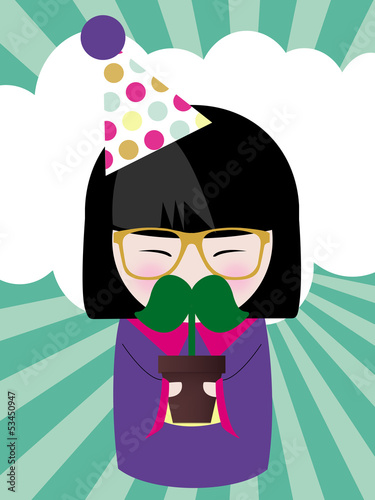 Fototapeta kokeshi moustache nuage