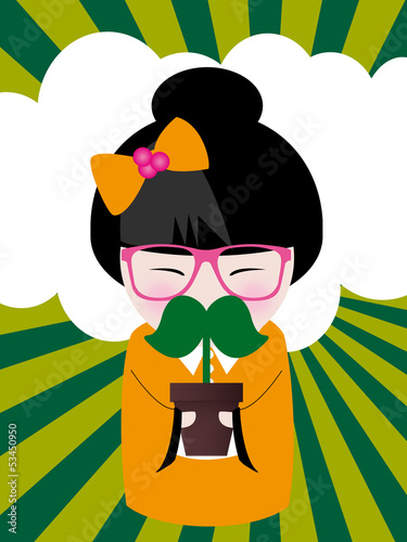 Fotografie, Obraz kokeshi moustache nuage