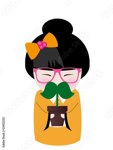 Obraz na plátně kokeshi moustache