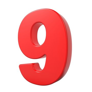 Red 3D Number.