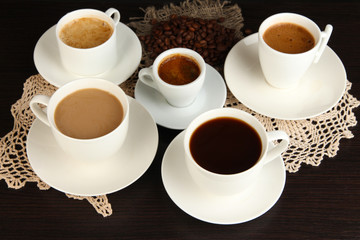 Poster - Assortment of different hot coffee drinks close up