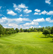 © LiliGraphie - green golf field and blue cloudy sky