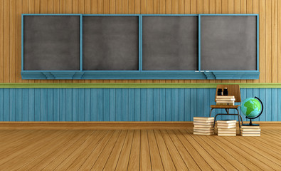Wall Mural - Wooden empty classroom