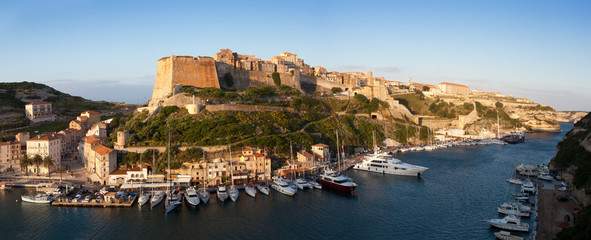 Wall Mural - Bonifacio fortifications and harbor, Corsica, France