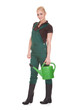 Portrait Of A Female Worker Holding Watering Can