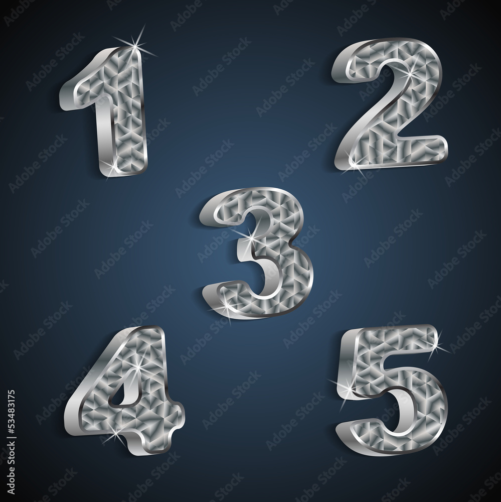 Metallic Numbers Vector set of metallic numbers 1 to 5 Stock Vector | Adobe Stock