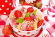 fusilli pasta with strawberry for child