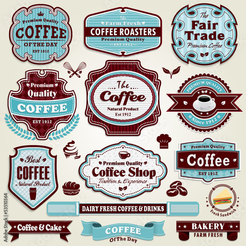 Plakat na zamówienie Vintage frame Coffee label set