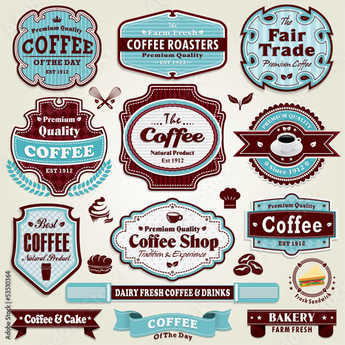 Naklejka dekoracyjna Vintage frame Coffee label set