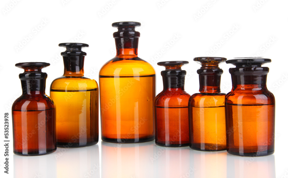 Medicine bottles isolated on white