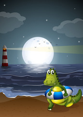 Wall Mural - A crocodile at the beach