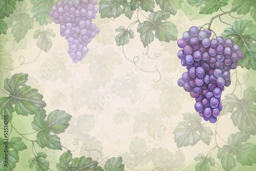 Naklejka na szybę Artistic background with watercolor illustration of grapes