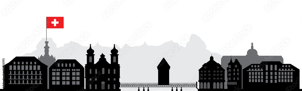 Luzern Skyline With Flag Stock Vector Adobe Stock luzern-skyline-with-flag-stock-vector-adobe-stock