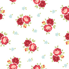 Seamless Shabby Chic inspired Rose Pattern, vector background