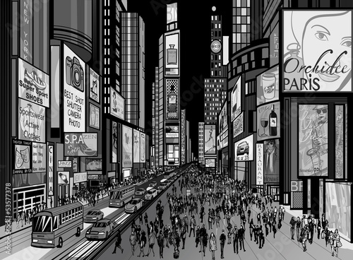 Naklejka na szybę New York - night view of times square