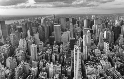 Obraz w ramie New York City. Wonderful panoramic aerial view of Manhattan Midt