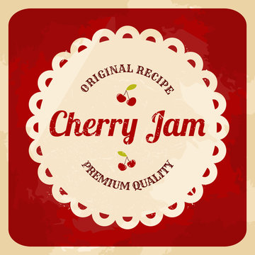 Wall Mural -  - retro cherry jam label