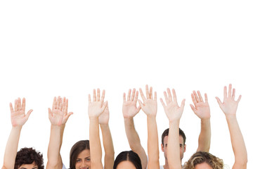 Canvas Print - Group of people raising arms