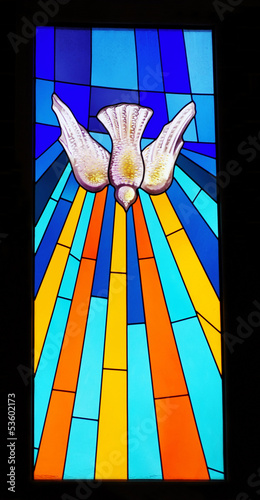 Fototapeta na wymiar Stained glass window in a church, at Portugal