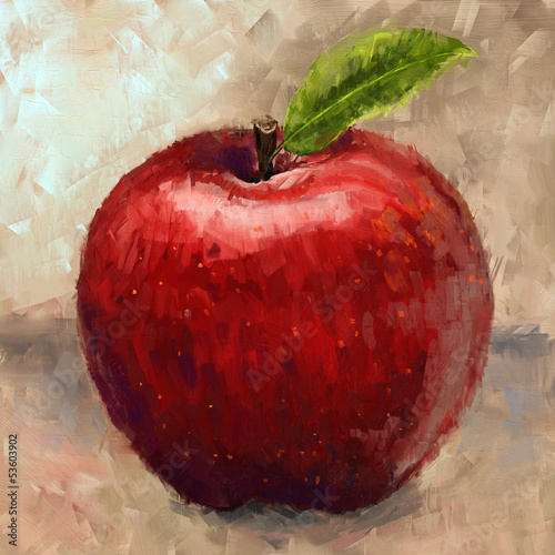 czerwone-jablko-z-zielonym-listkiem-obraz