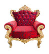 luxury red and golden armchair isolated with clipping path