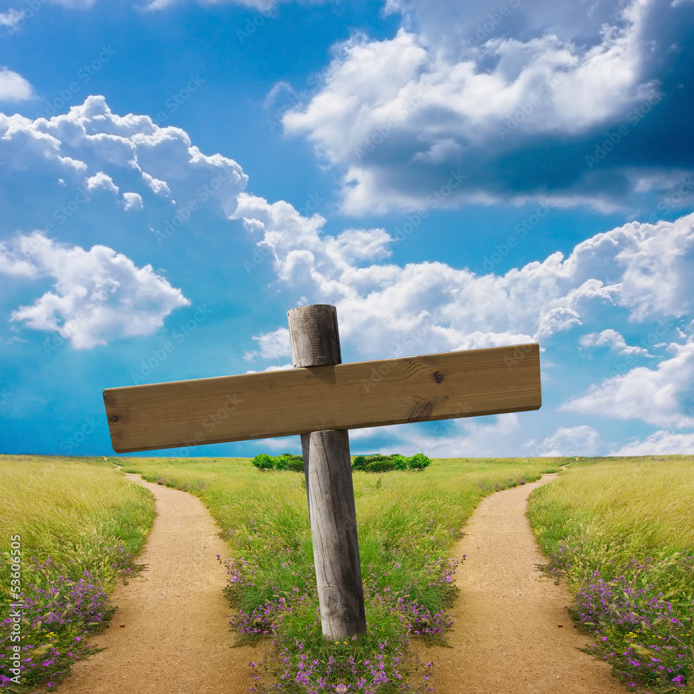 letrero y caminos Stock Photo | Adobe Stock