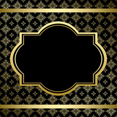 Wall Mural - black vintage card with gold ornament - vector