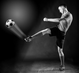 Poster - soccer player strikes