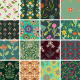Fototapeta Boho - Floral patterns set