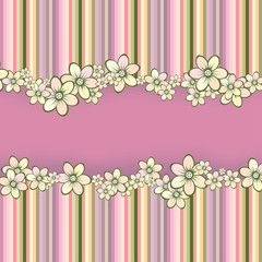 Poster - Striped Greeting Card with Flowers