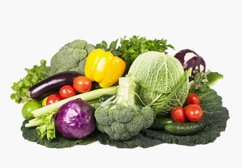 Wall Mural - A set of colorful vegetables of cabbage, broccoli, zucchini and