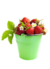 Wall Mural - Full bucket of strawberry